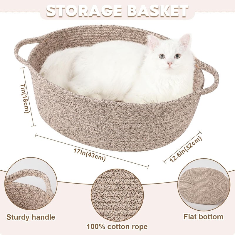 OIAHOMY Large Gift Basket Empty 17" x 12.6" x 7", Storage Basket with Gift Bag, Ribbon and Glitter Tulle for DIY Anytime, Toy Storage for Kids, Dogs with Handles in A Stylish Design - Brown - Image 2